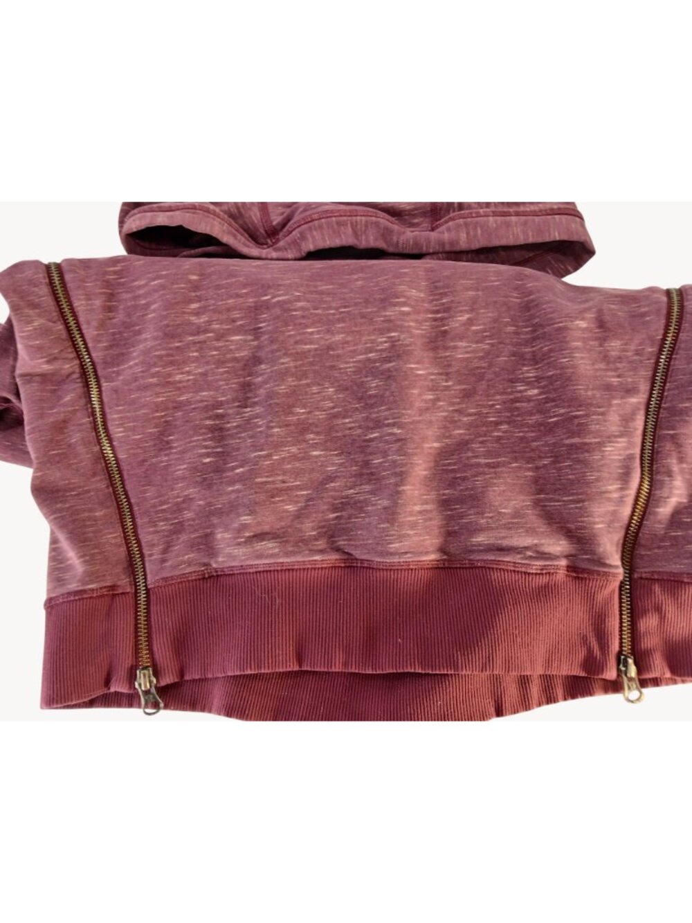 Lululemon Womens Burgundy Hoodie Om Roam Size 8 Heathered Berry Side Zippers - Picture 5 of 16